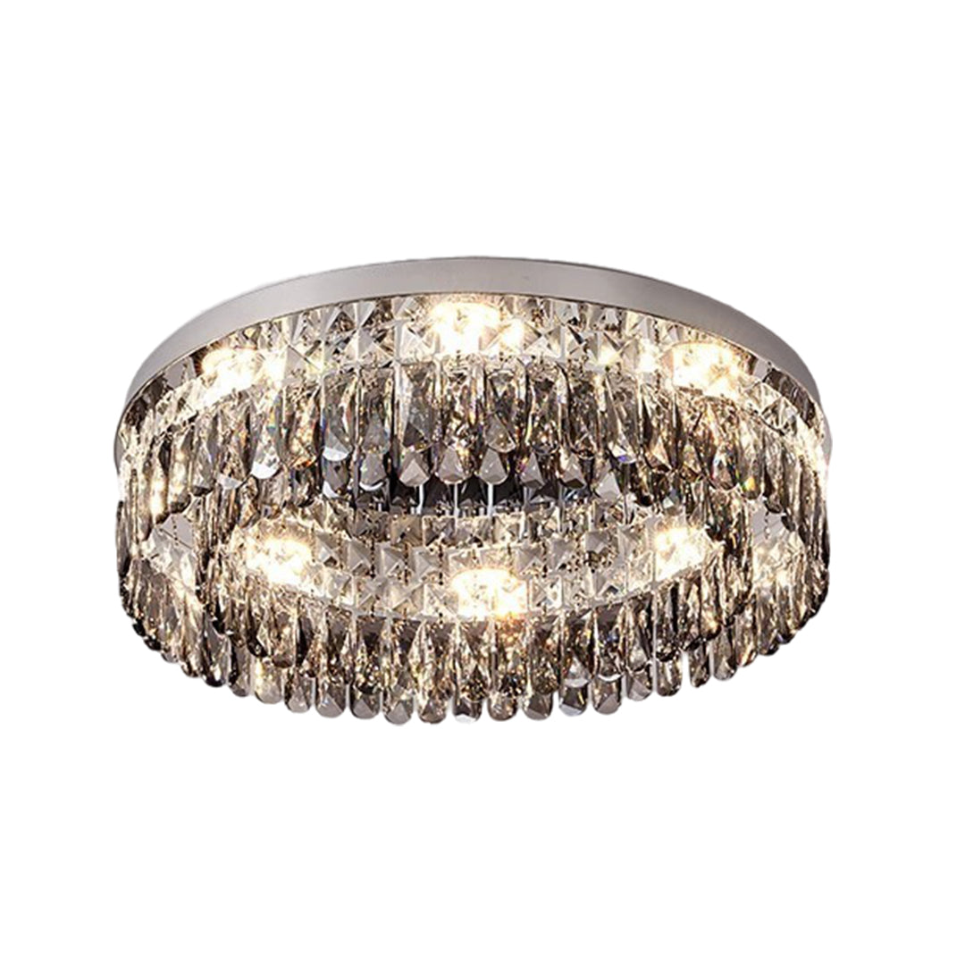 Premium ceiling round led lights with multi-tiered crystal arrangement in sophisticated circular chandelier