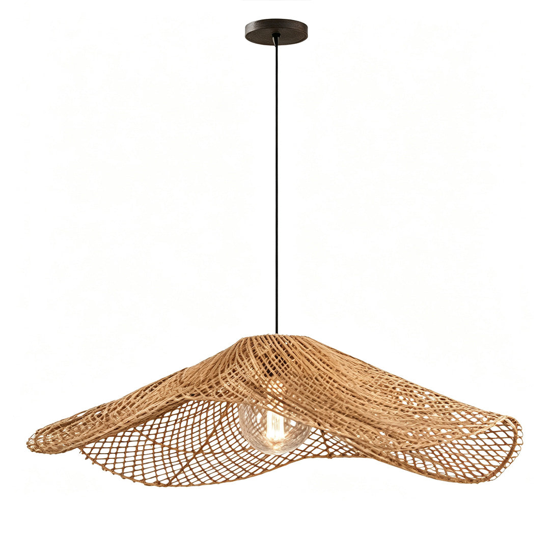 Rattan pendant light fixture featuring natural craftsmanship and warm decorative lighting