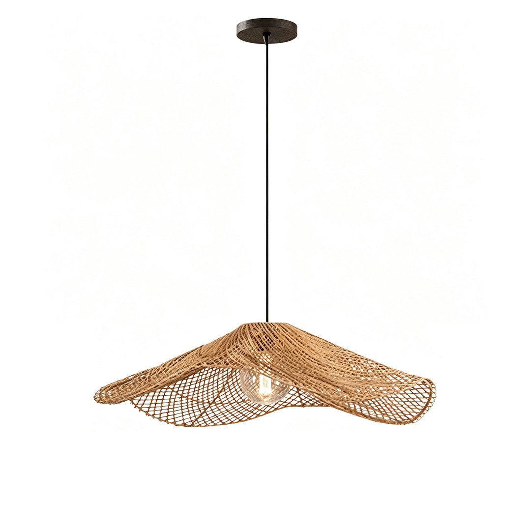 Rattan pendant light fixture featuring natural craftsmanship and warm decorative lighting