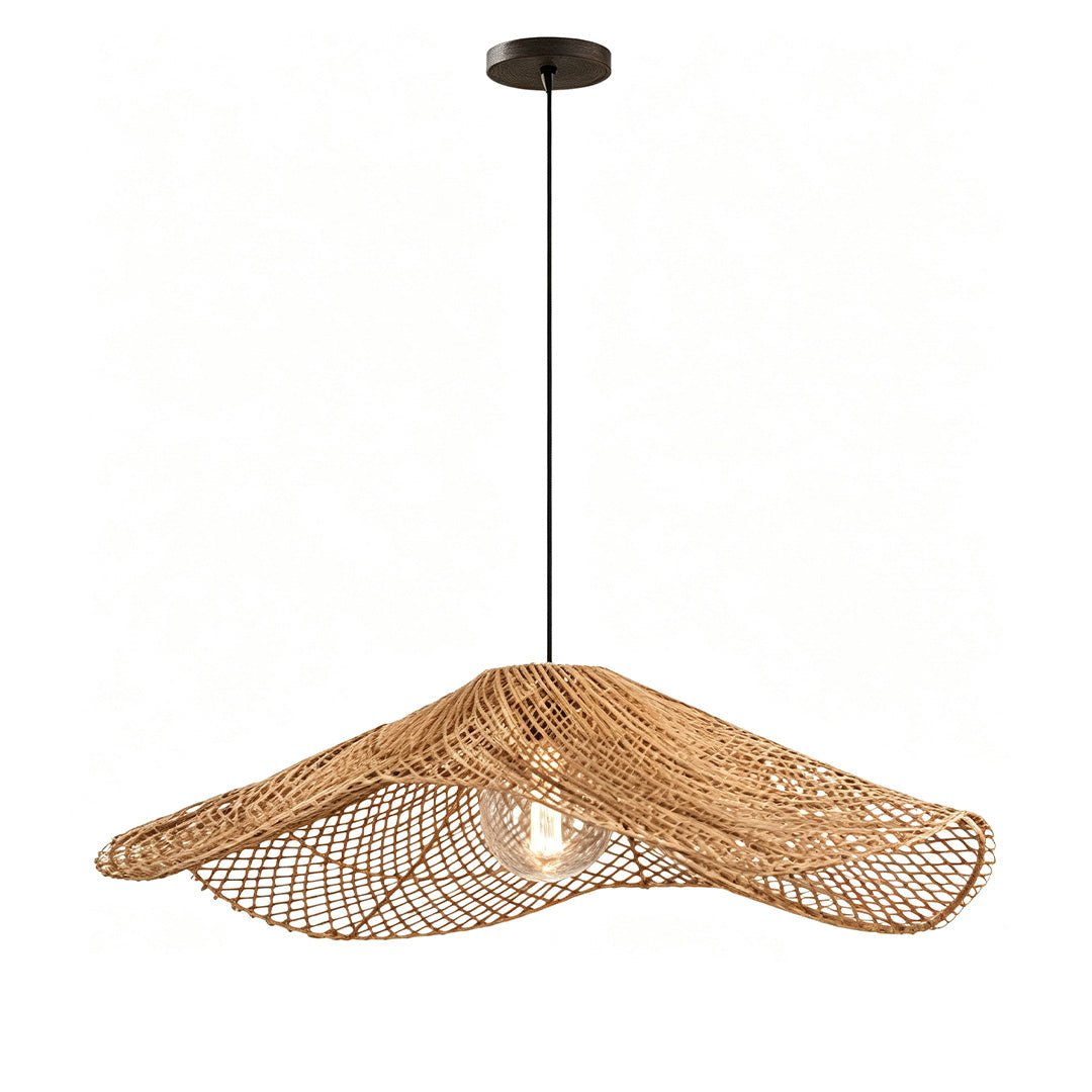 Rattan pendant light fixture featuring natural craftsmanship and warm decorative lighting