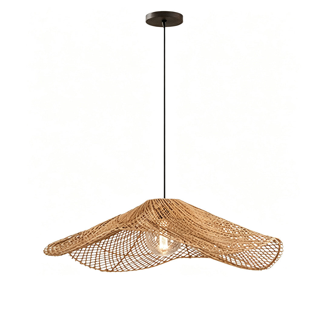 Rattan pendant light fixture featuring natural craftsmanship and warm decorative lighting