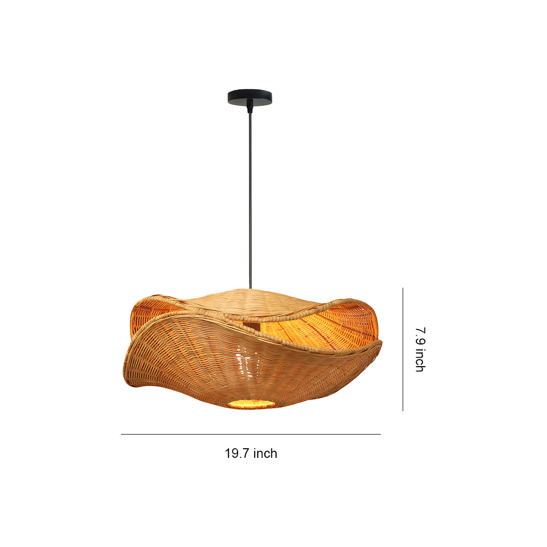 Rattan pendant light with a natural woven design, offering a rustic and warm ambiance for any interior space.