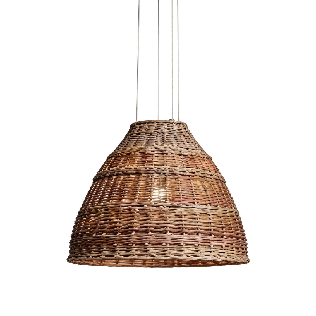 Rattan pendant lights adding organic texture and inviting illumination to interior spaces