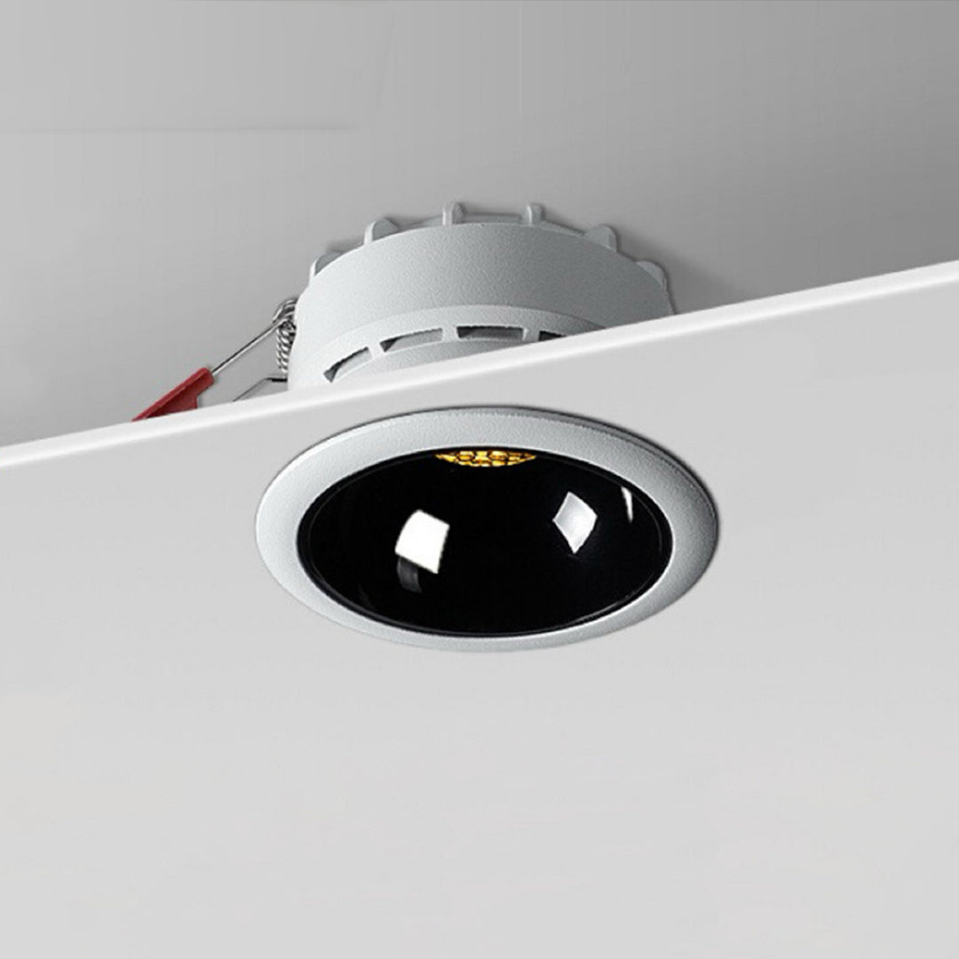 Installation view of recessed ceiling round led lights showing proper mounting in drywall ceiling