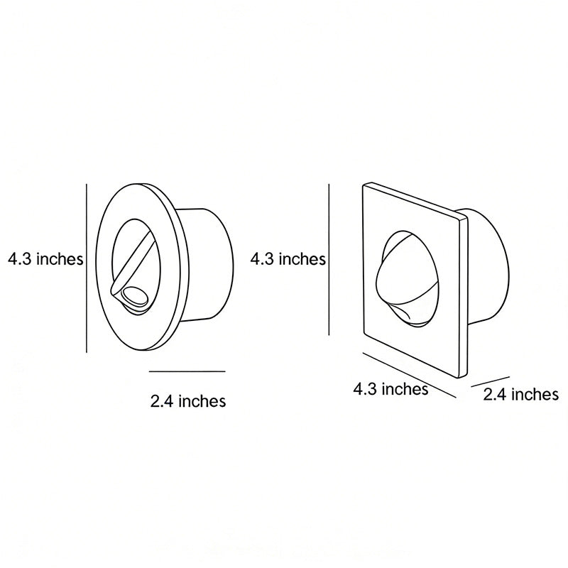 Dimension diagram showing cutout size of recessed led reading lamp for installation.