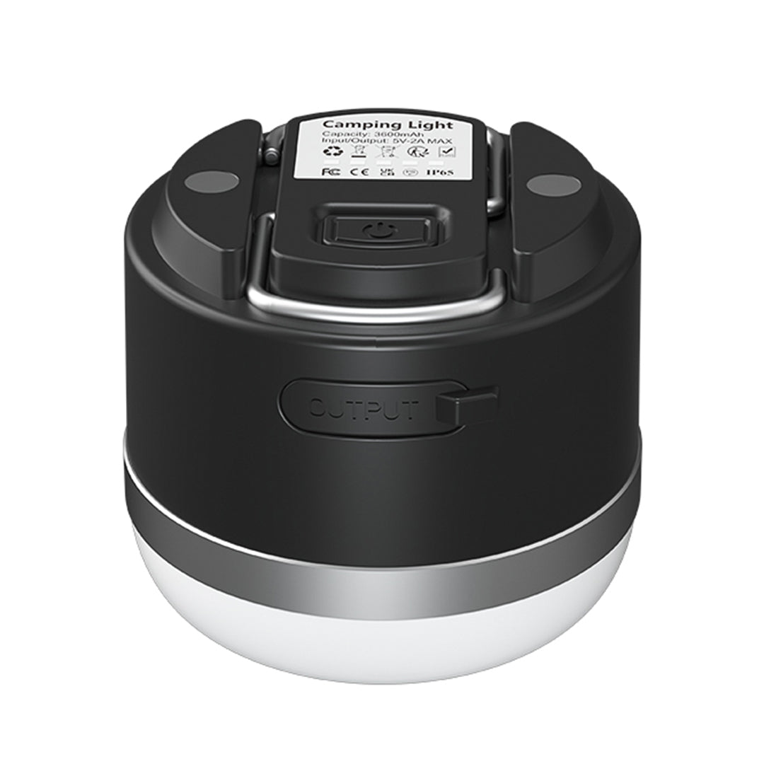 Rechargeable camping lantern with circular design and durable construction for extended outdoor use