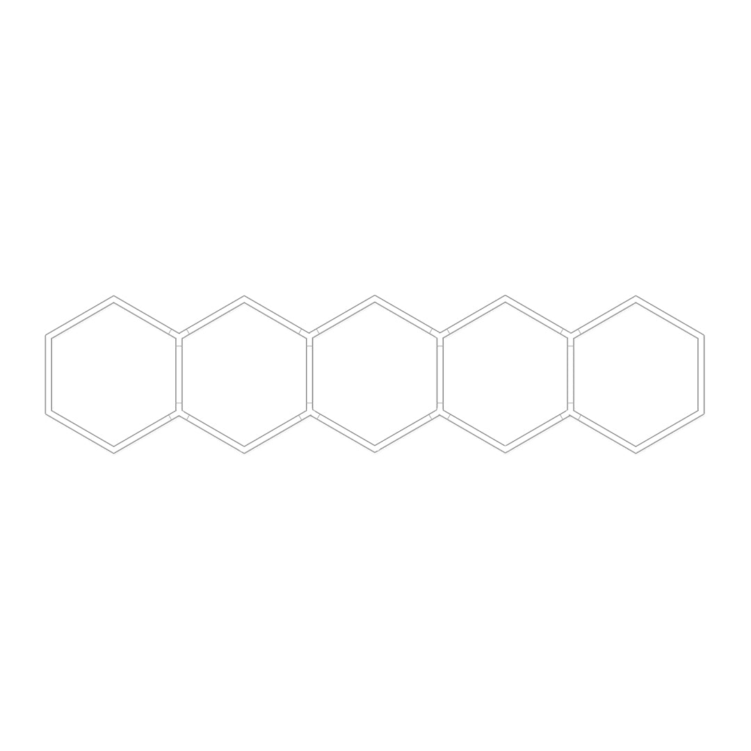 Large rectangular honeycomb ceiling light layout with integrated modular hexagon lighting design.