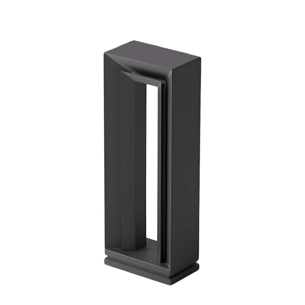 Modern rectangular LED outdoor path lights with sleek black frame and bright white illumination for contemporary landscape lighting