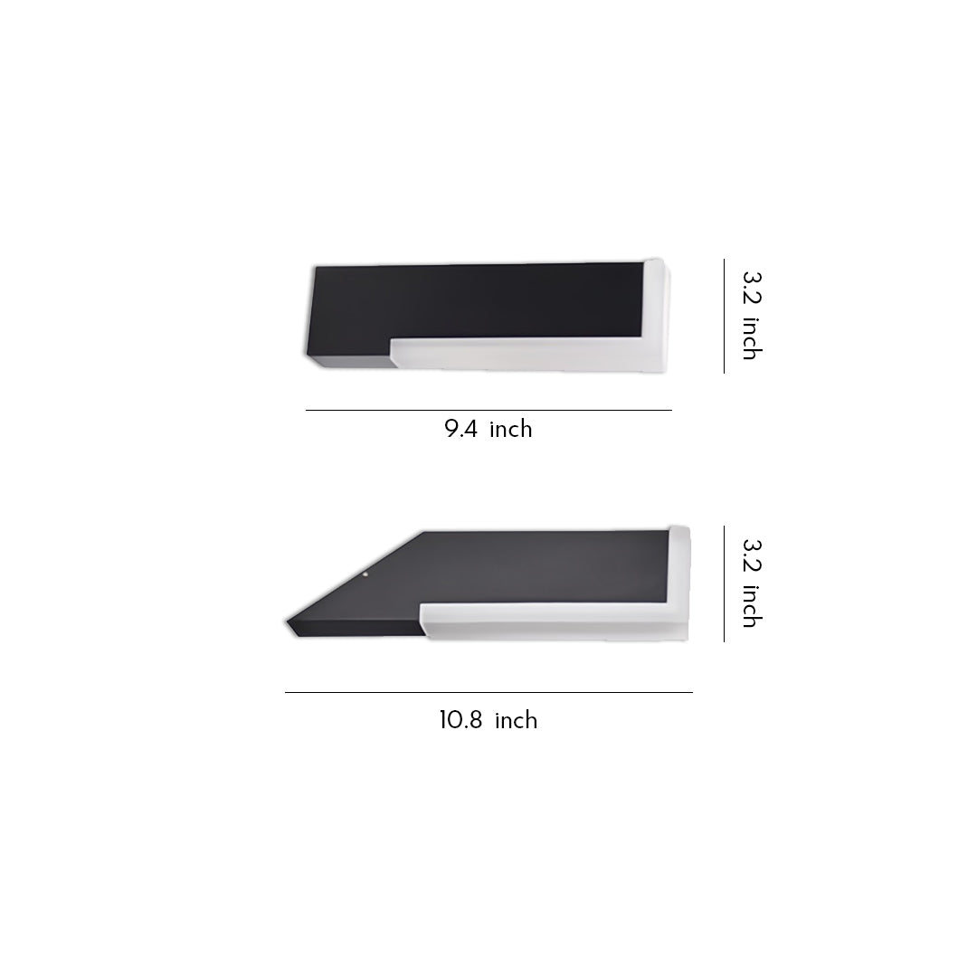 Minimalist rectangular outdoor wall lantern light fixtures in black and white finish set against plain background.