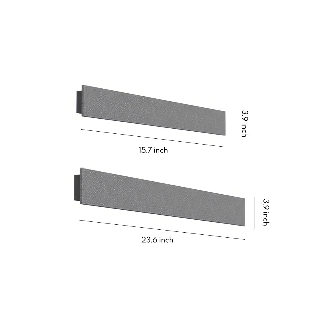 Stone-textured rectangular modern outdoor wall sconces shown in multiple sizes for product comparison.