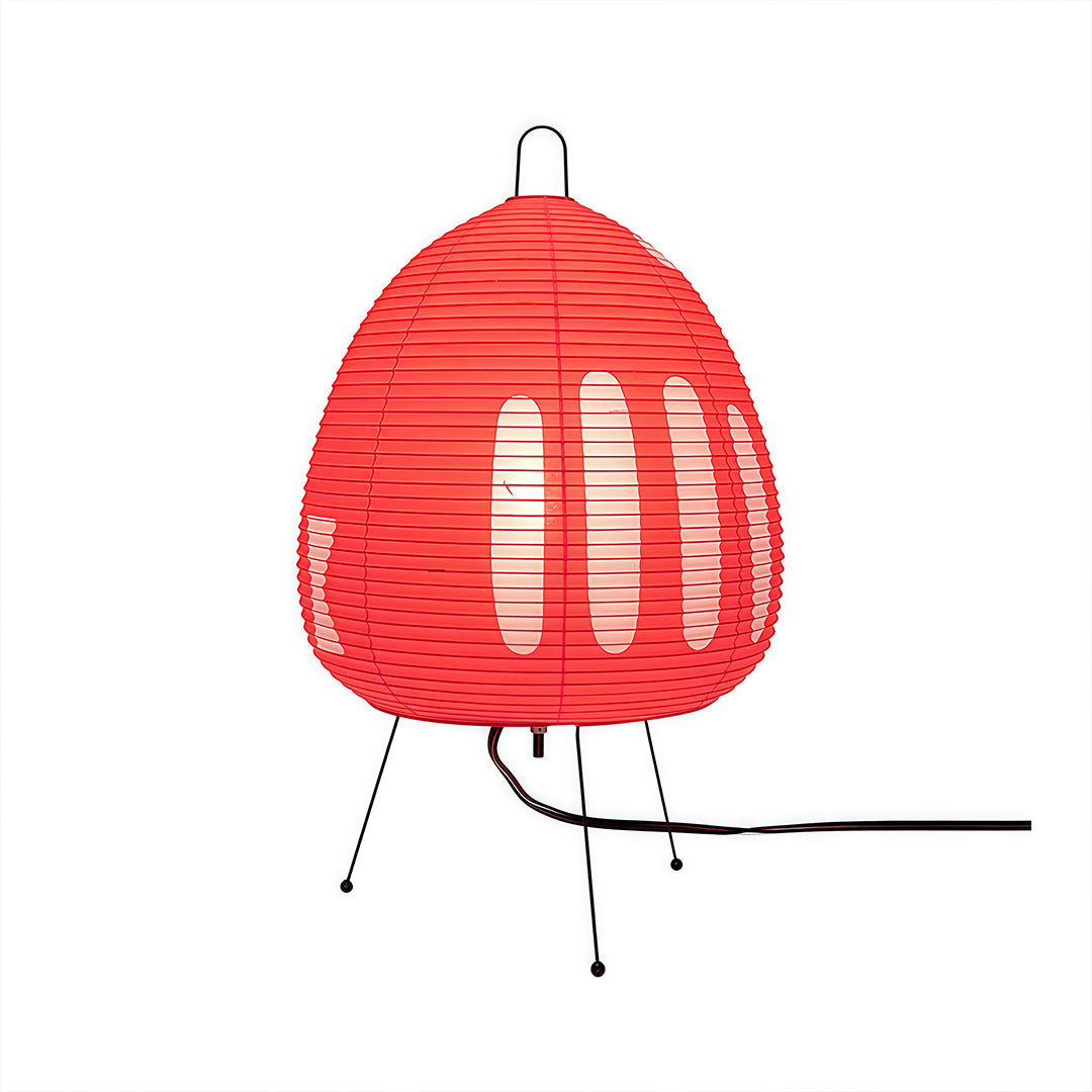 Red rice paper table lamp, bold and stylish Japanese-inspired indoor lighting solution
