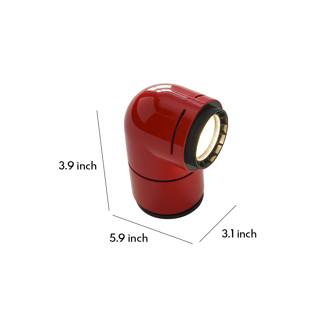 Compact red wall modern light with curved design, ideal for accent lighting in contemporary spaces.