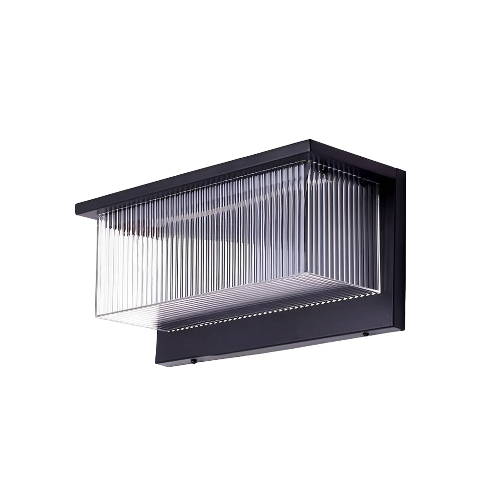 Reeded acrylic sconce with side view showing depth and light diffusion.