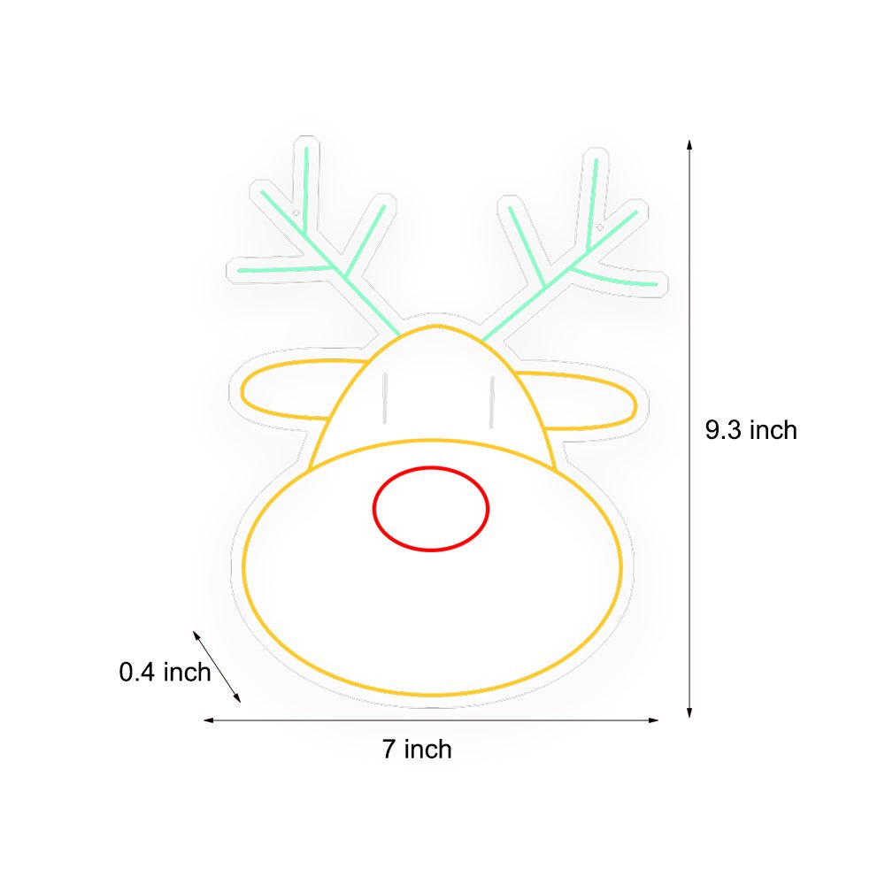 Reindeer Head Antlers LED Lighted Personalized Neon Signs with Dimmer