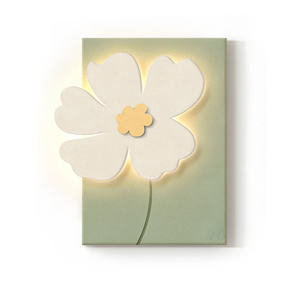 Relief wall lamp with a flower relief design, providing ambient light in a modern space.