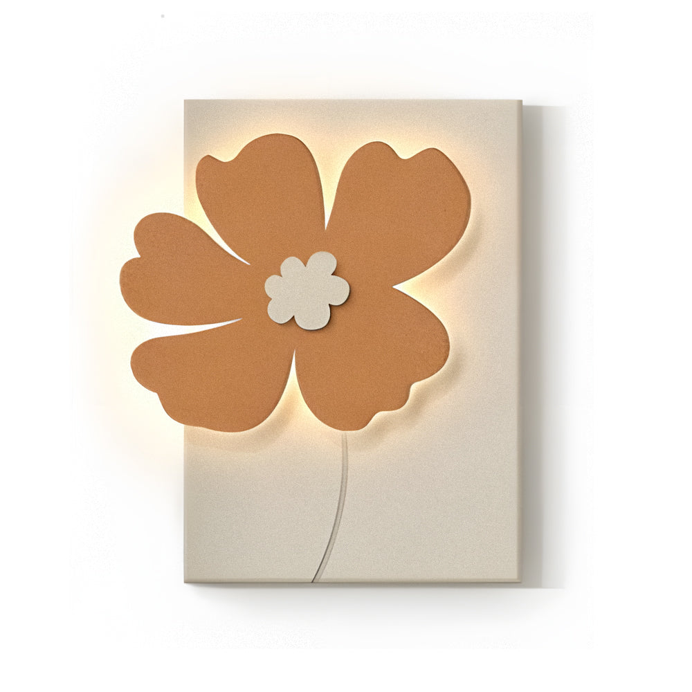 Relief wall lamp with a flower relief, providing soft light in a contemporary setting.