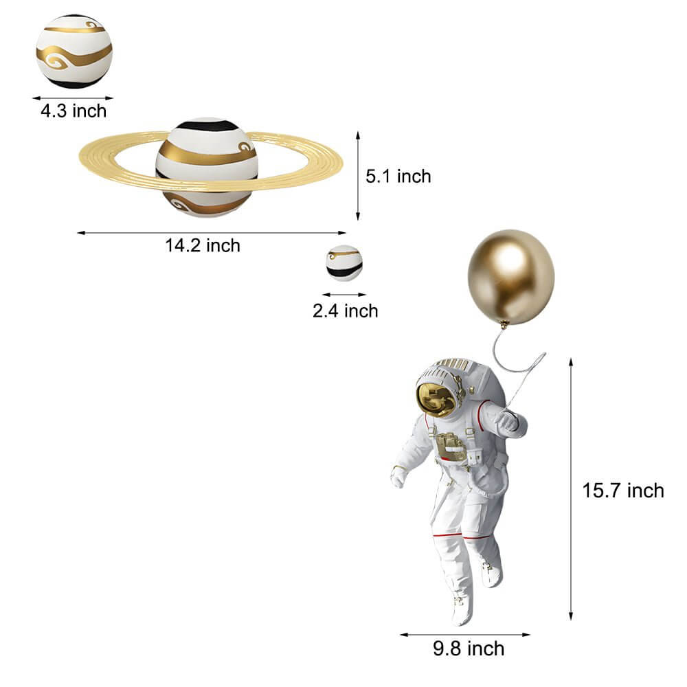 Resin Astronaut and Planet Wall Decor