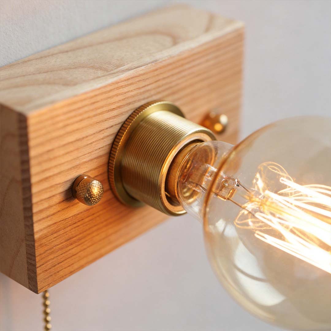 Retro bedside wall light with a vintage design, illuminating a stylish bedroom interior.