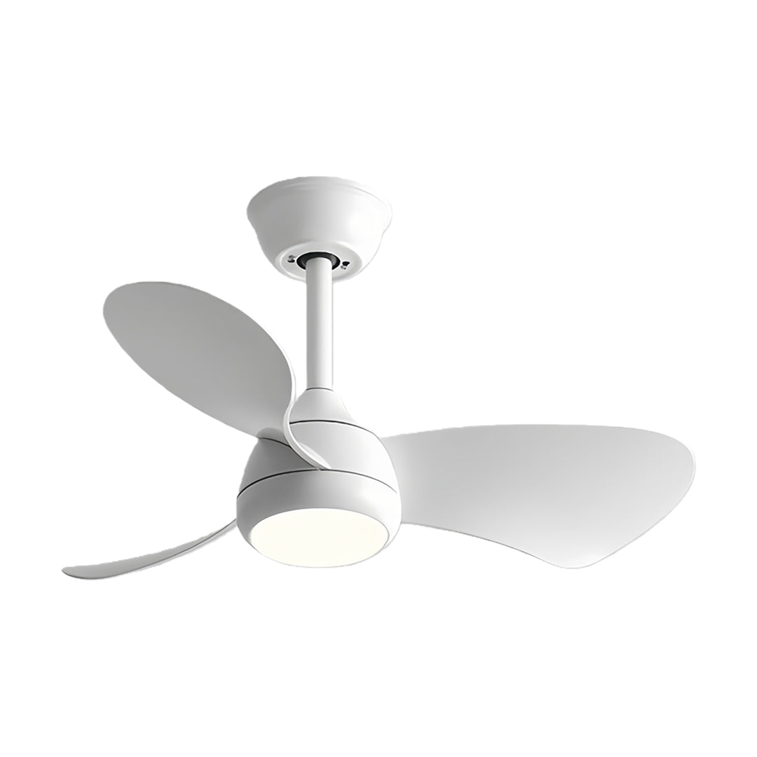 Retro ceiling fan with light featuring silver metallic blades and white motor housing design