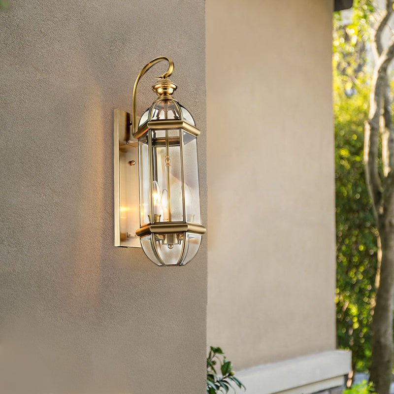 Retro Creative Copper Glass European Style Outdoor Wall Lights Exterior Lamp