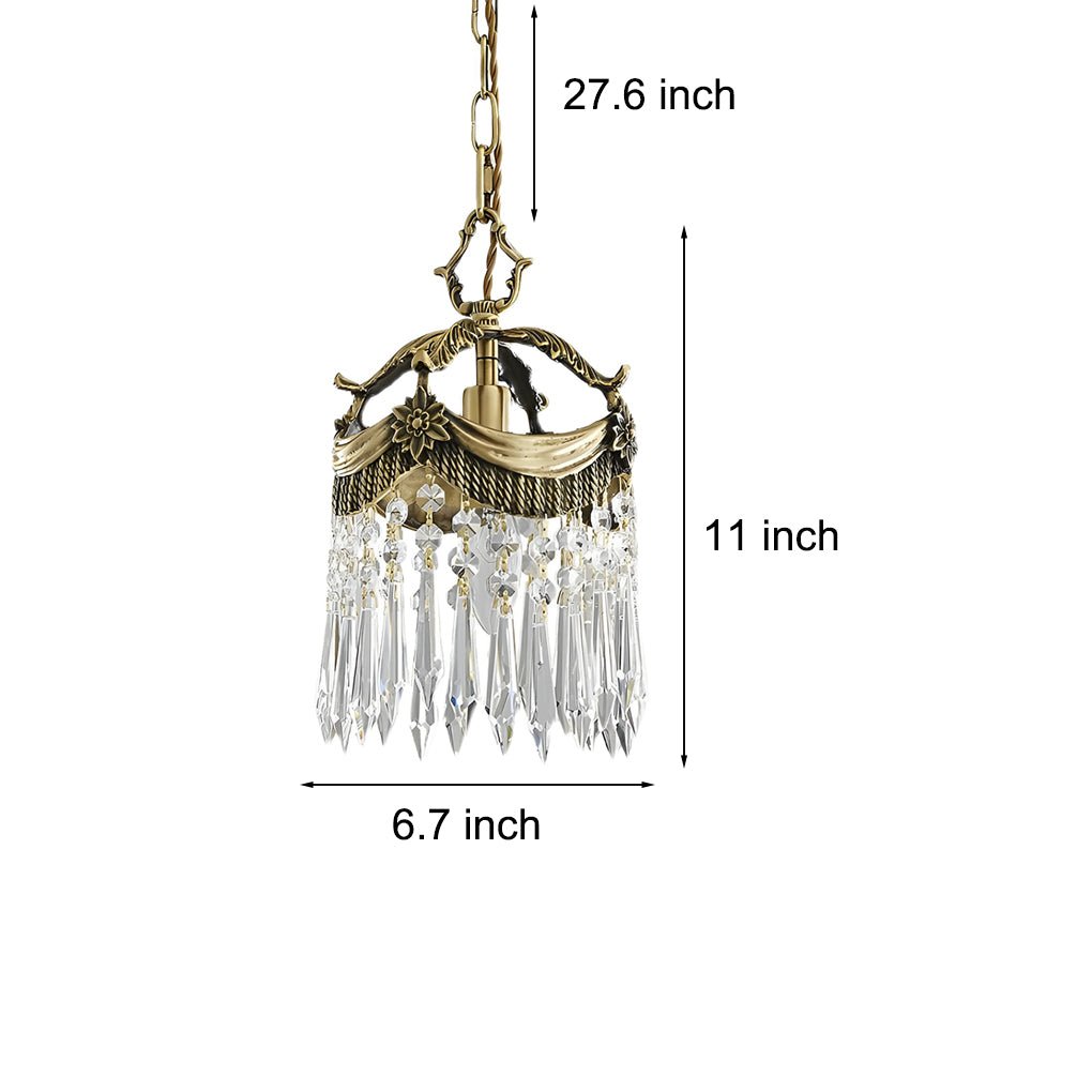 Retro Crystal Pendant Tassels 3 Step Dimming French Style Pendant Lights