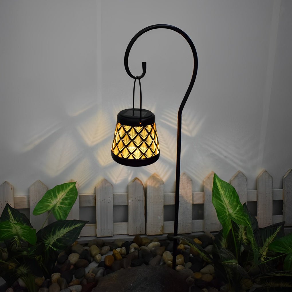 Retro Iron Mesh Solar Lanterns 2PCS LED Outdoor Hanging Lights