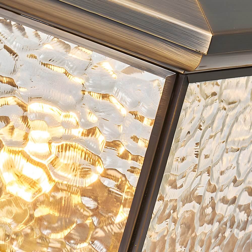 Retro Square Antique Brass Pier Mount Post Light