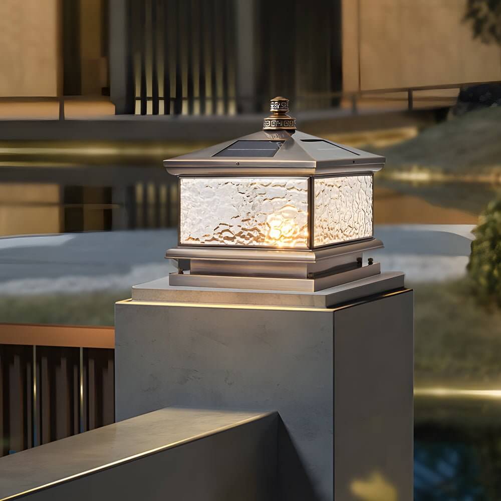 Retro Square Antique Brass Pier Mount Post Light