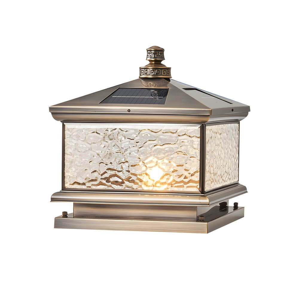 Retro Square Antique Brass Pier Mount Post Light