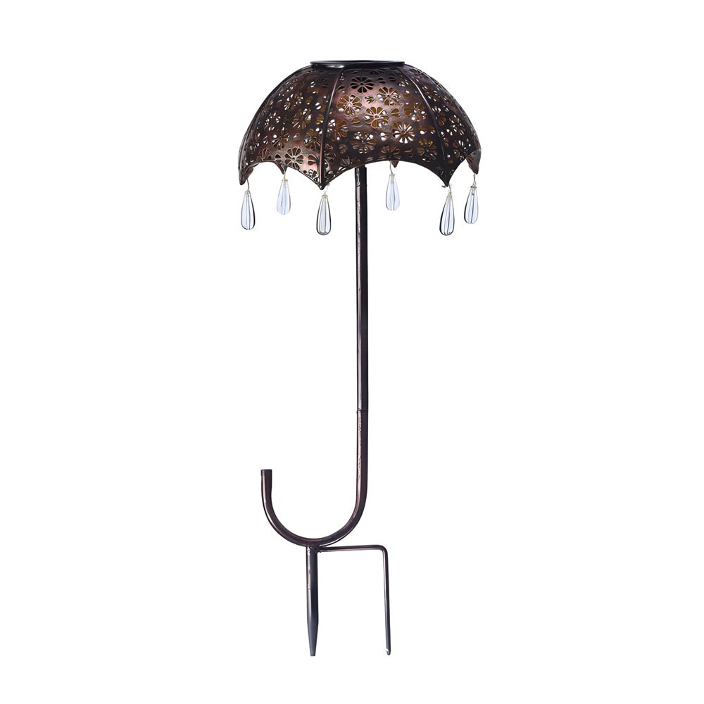 Retro Umbrella Solar Lights Colorful, Iron - Crafted Outdoor Pathway Lighting
