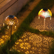 Retro Umbrella Solar Lights Colorful, Iron - Crafted Outdoor Pathway Lighting