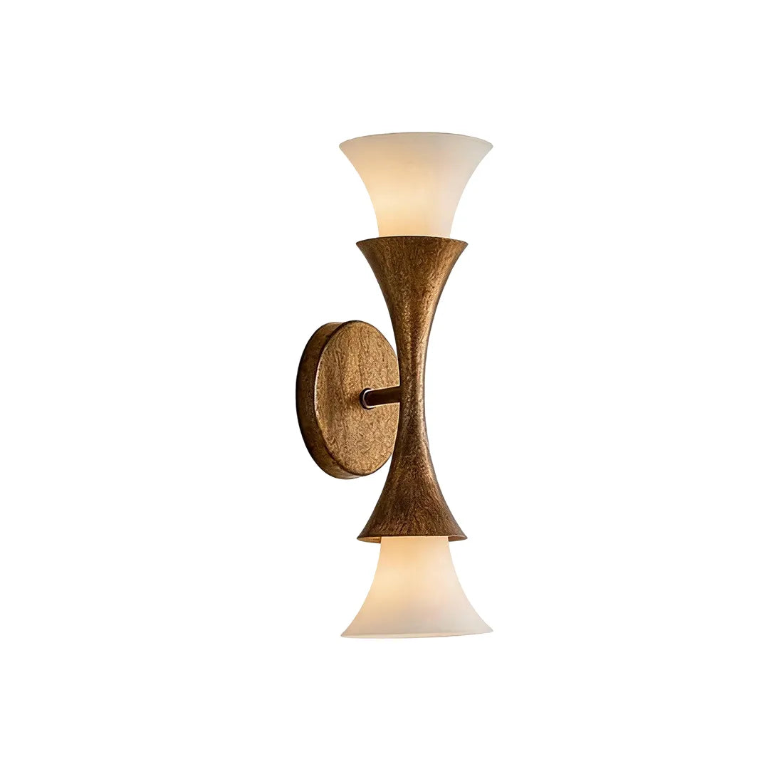 Retro wall sconce double-light version isolated on a white background with up and down shades.