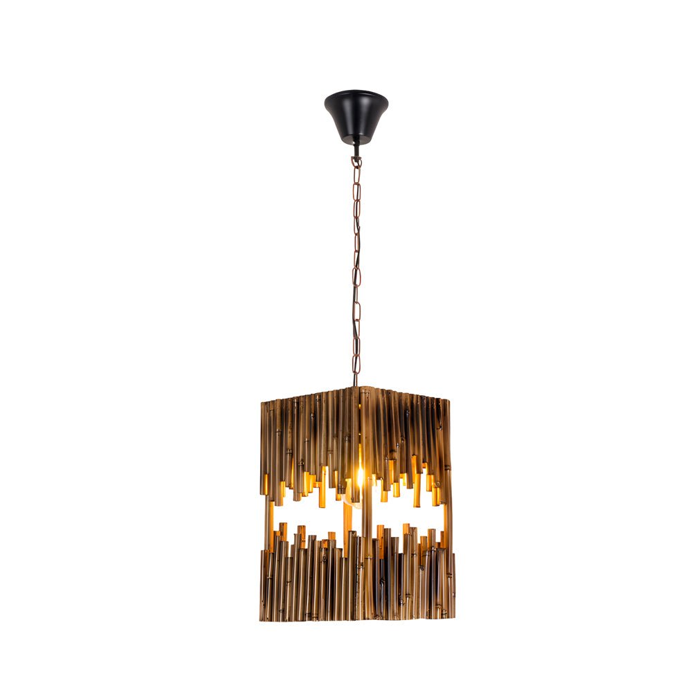Retro Wood Bamboo Tube Cuboid Pendant Light - 1 - Light Suspension Lamp