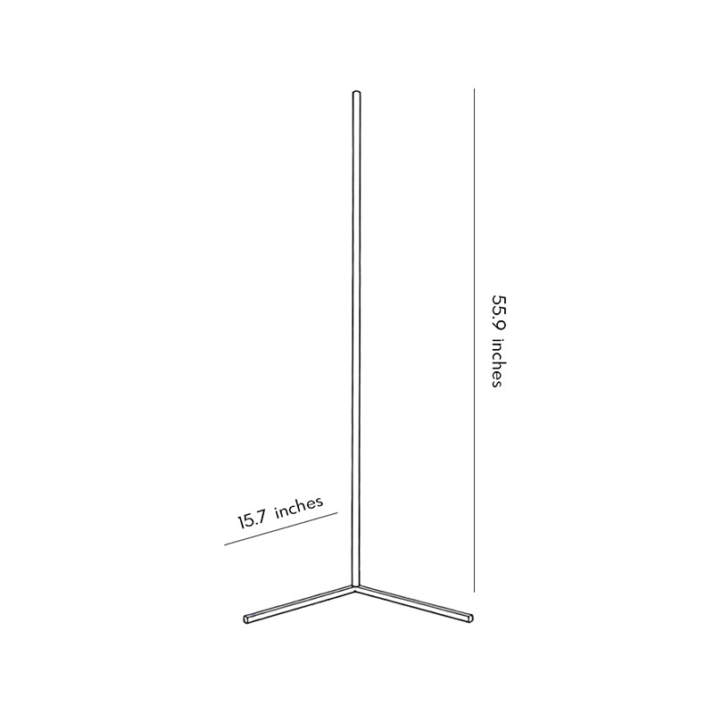 Technical diagram showing dimensions and structure of RGB corner floor lamp models.