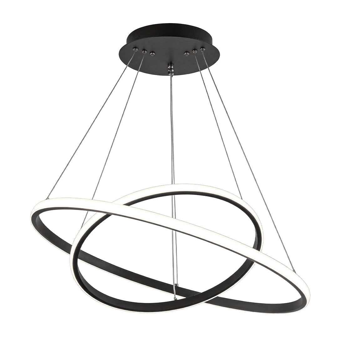 Detail view of LED ring chandelier light strip and finish.