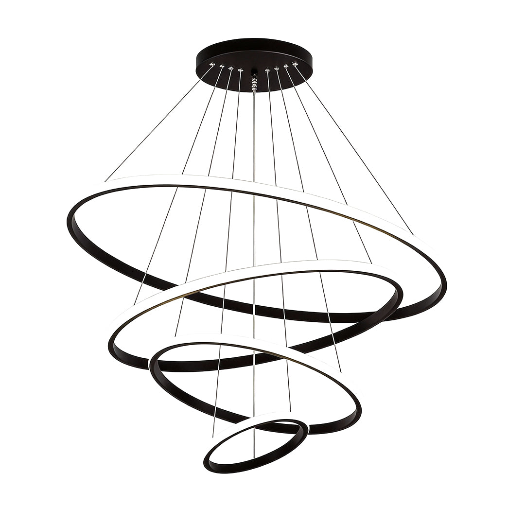 Technical dimension drawing of ring LED chandelier sizes.
