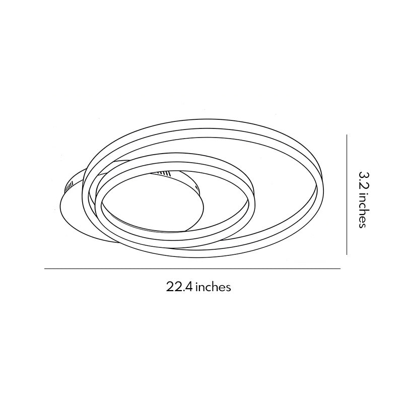 Ring pendant light fixture dimensions, front view with size specifications.