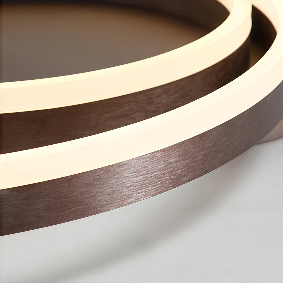 Ring pendant light fixture with remote control, front view of the smart design.