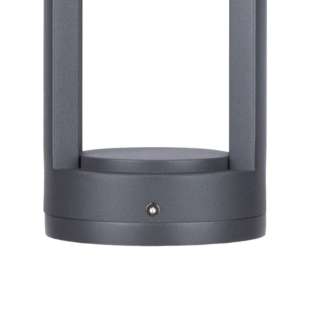 Cylindrical bollard base with recessed top opening for lighting element installation