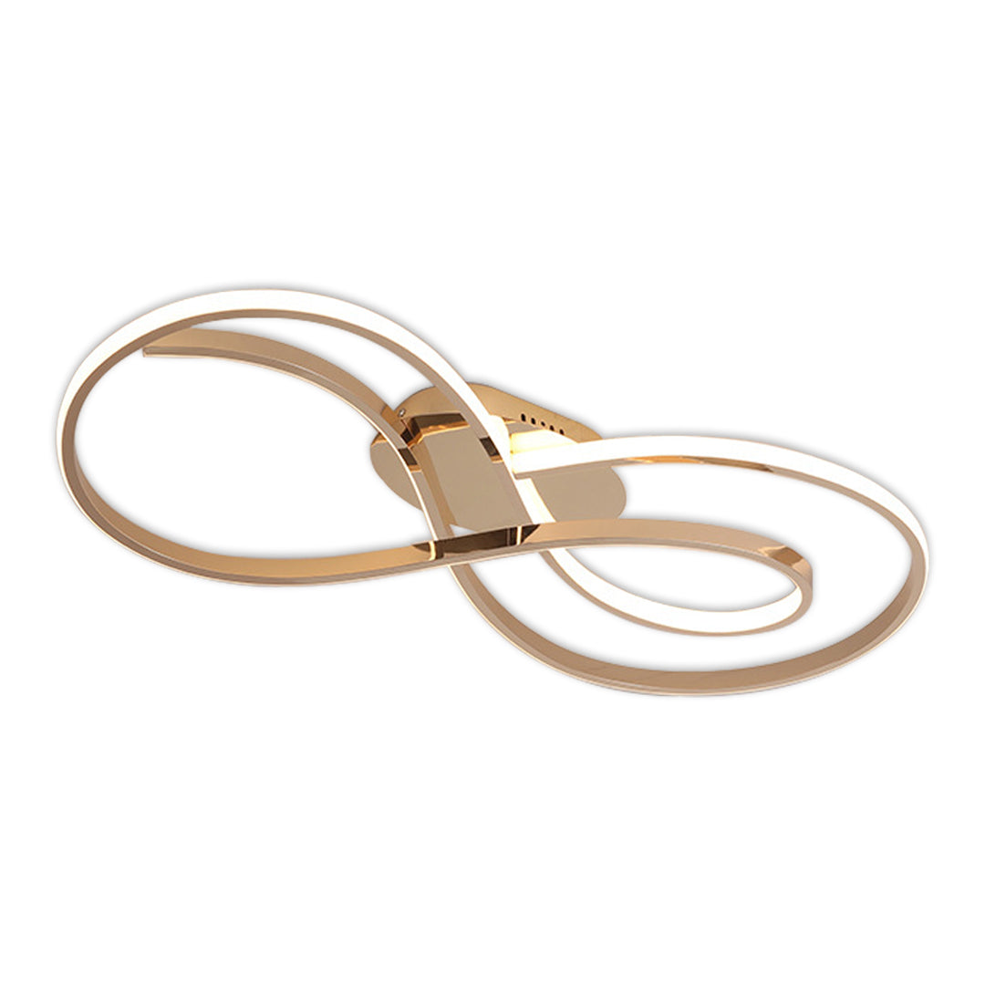 Art deco ceiling light flush mount with rose gold infinity loop configuration