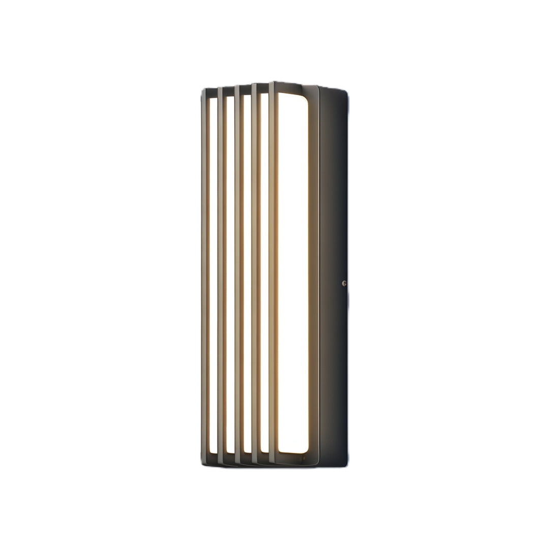 Vertical rose-gold wall-mounted linear lighting with slim housing and warm soft glow.