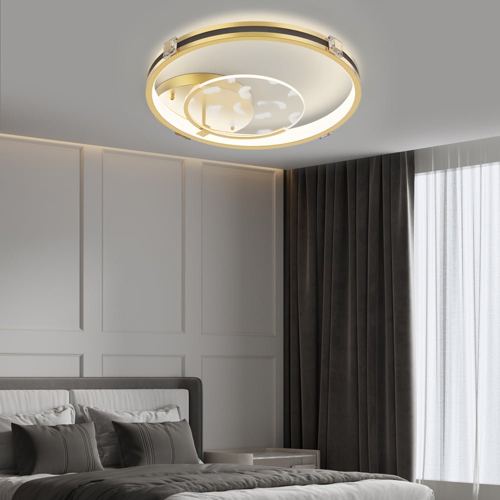 Round Acrylic Feathers Three Step Dimming LED Modern Ceiling Light Fixture