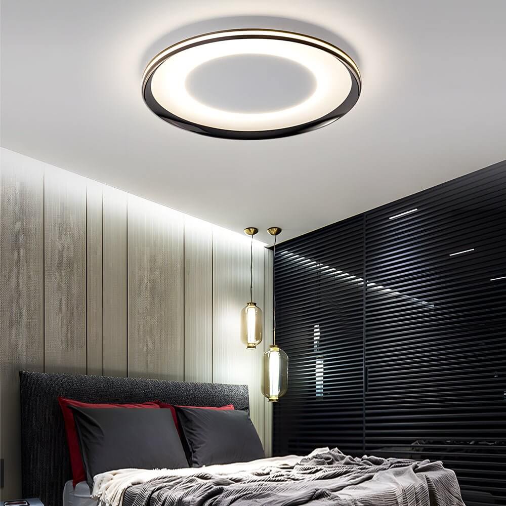 Round Black LED Flush Ceiling Light