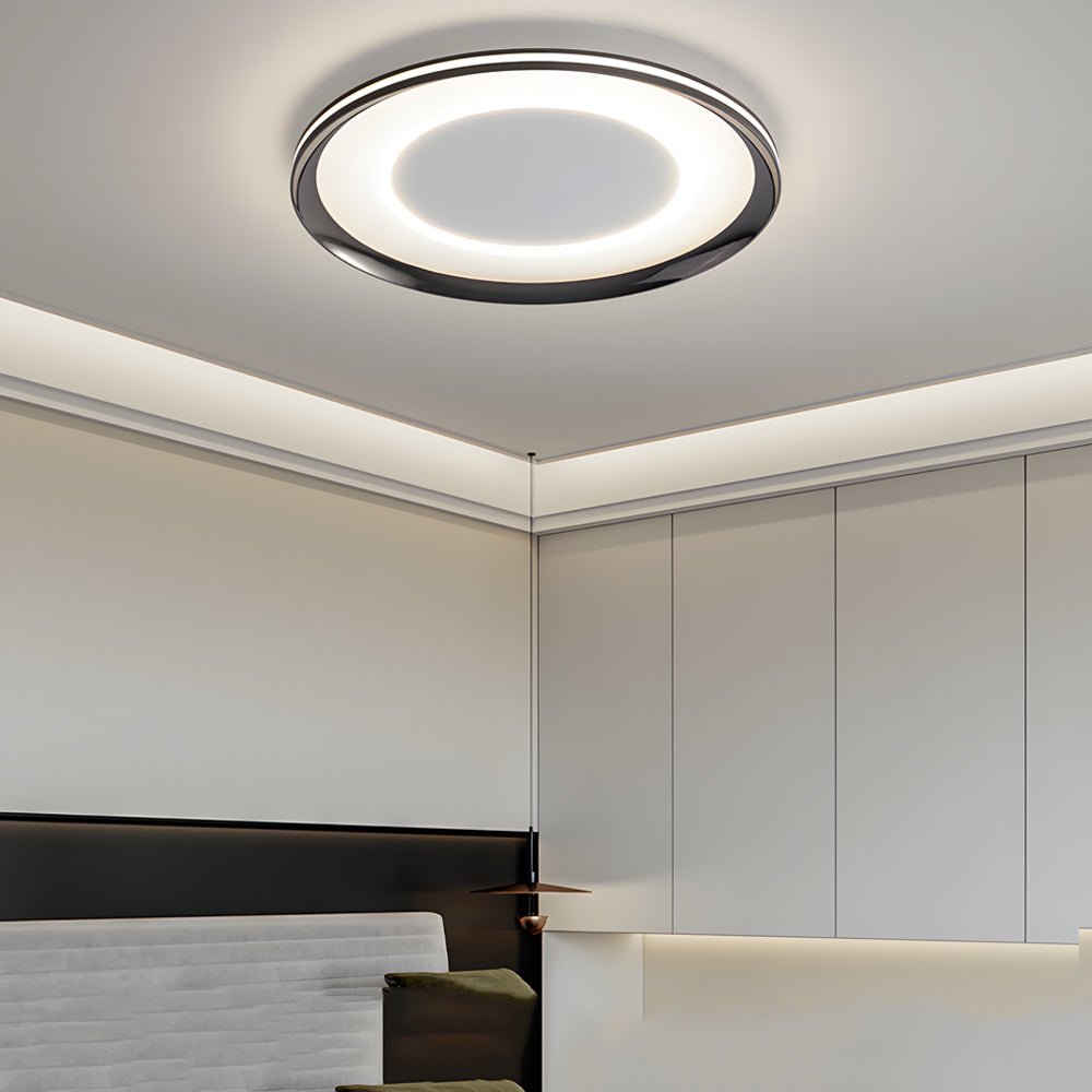 Round Black LED Flush Ceiling Light