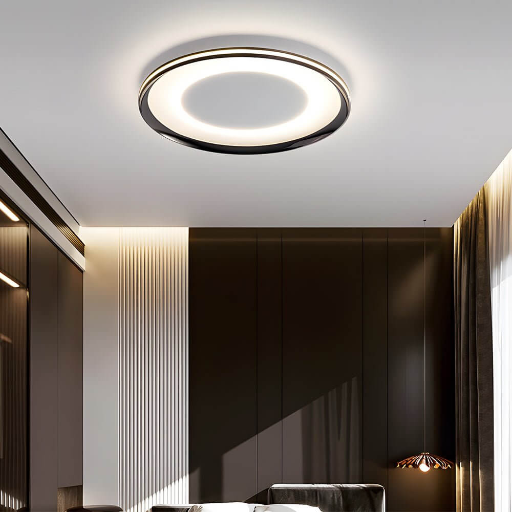 Round Black LED Flush Ceiling Light