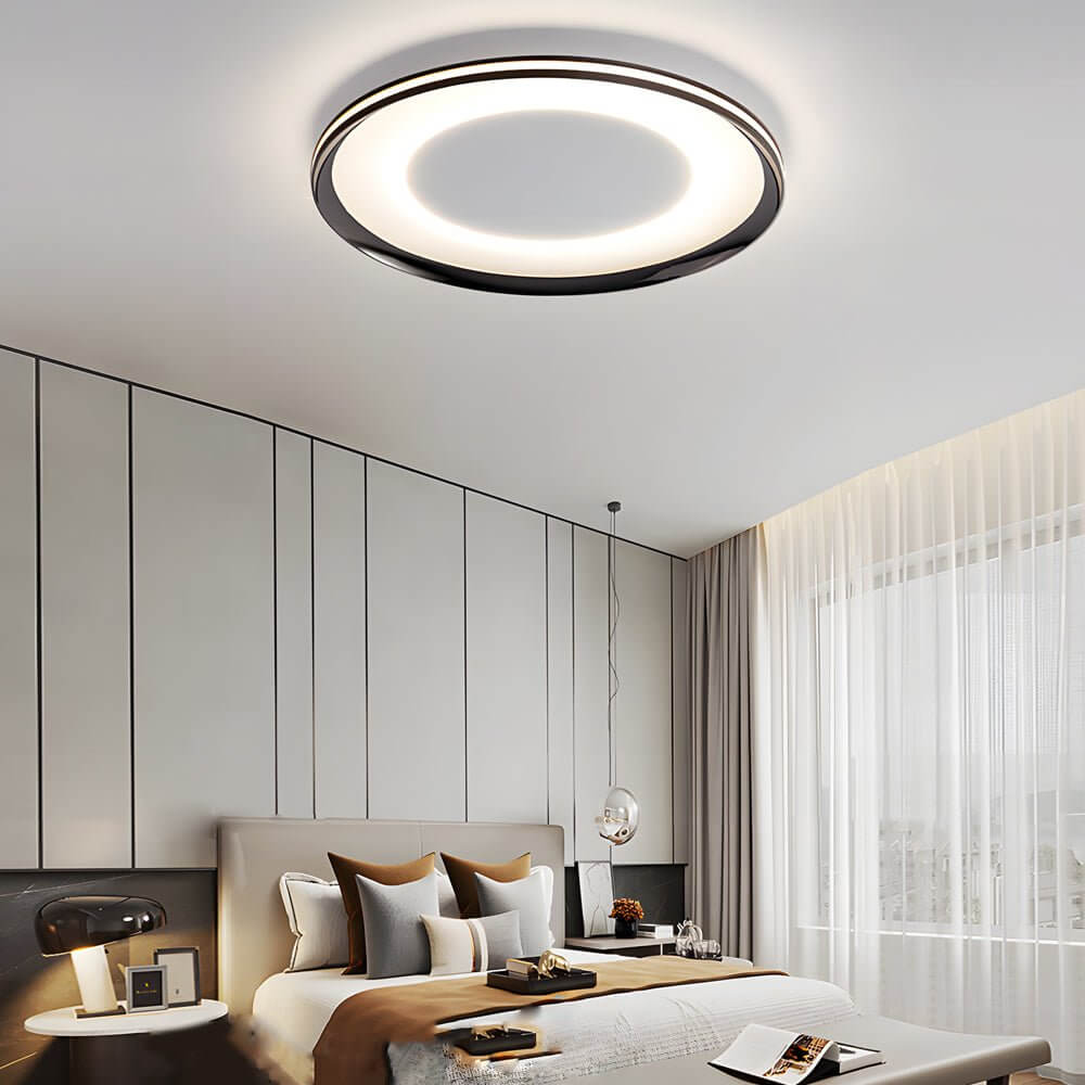 Round Black LED Flush Ceiling Light
