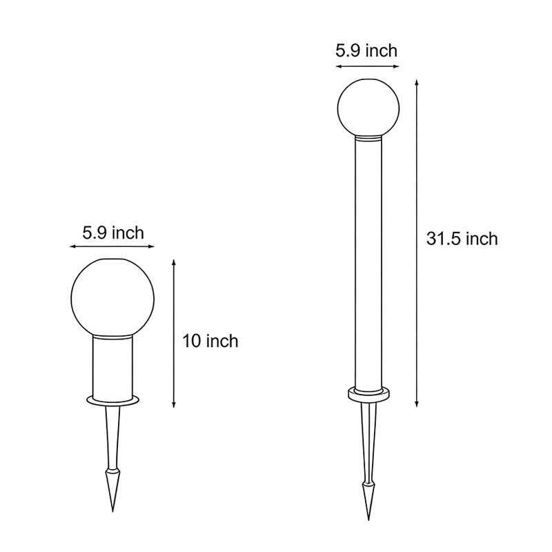 Technical diagram showing dimensions and structure of round bollard lights models.