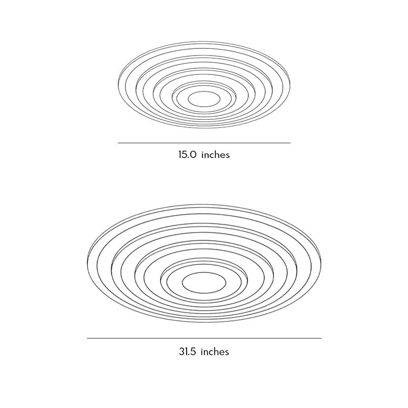 Technical diagram of round flush mount ceiling light showing dimensions and installation details.
