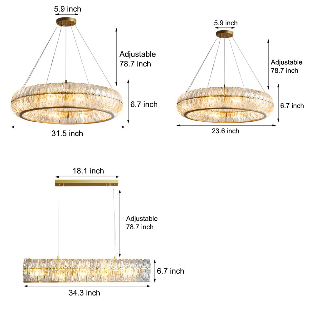 Round Glass Luxury 3 Step Dimming Simple Long Post - Modern Chandelier