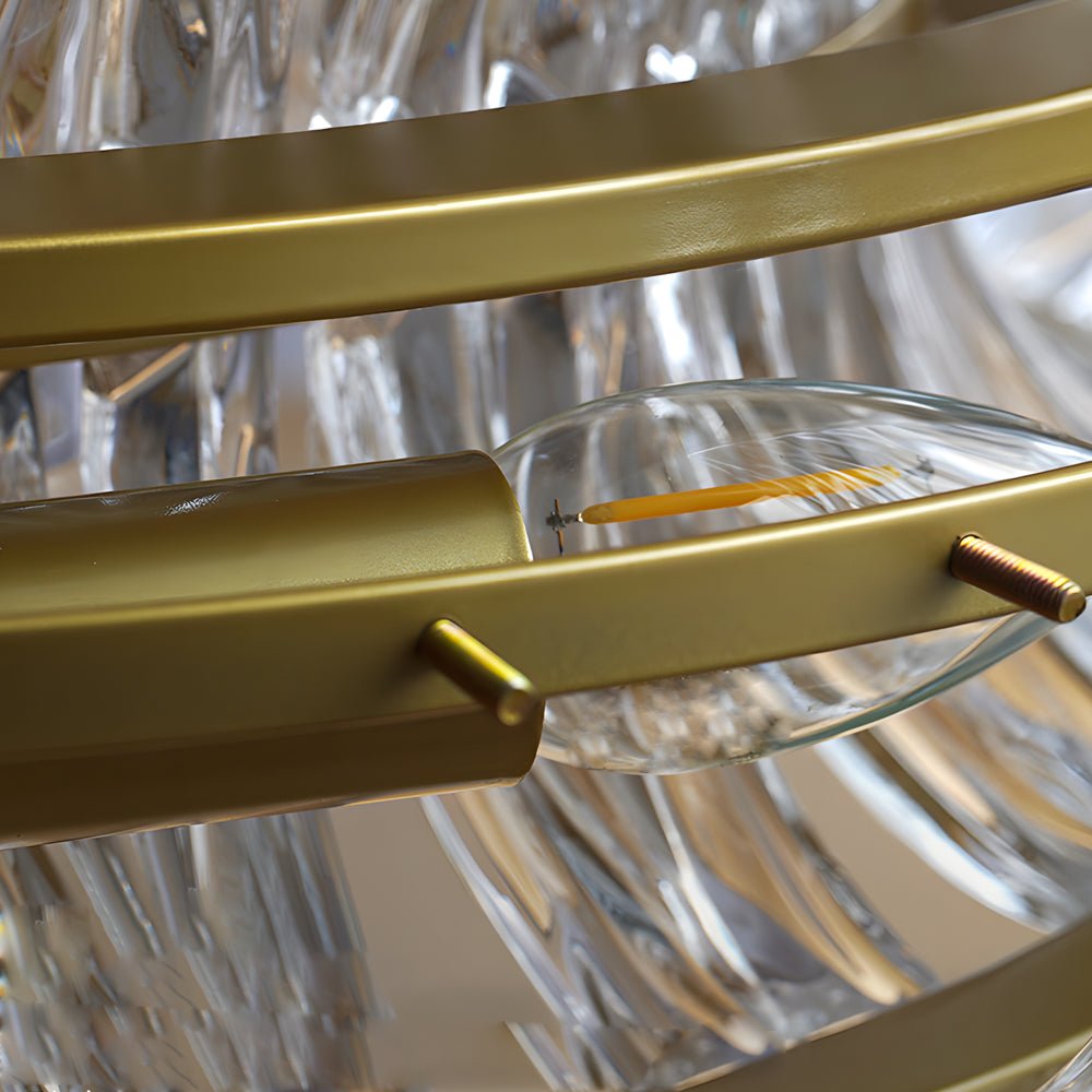 Round Glass Luxury 3 Step Dimming Simple Long Post - Modern Chandelier